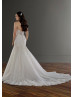 Strapless Sweetheart Neck Beaded Ivory Lace Tulle Buttons Back Wedding Dress